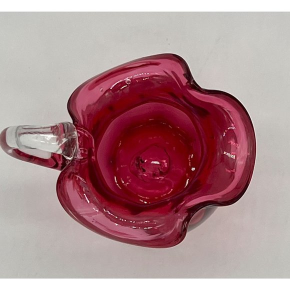 Vintage Atlas Cranberry/Red Hand Blown Glass 5.5" tall, 8 oz Pitcher - Picture 2 of 7